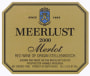 Meerlust Merlot 2000 Front Label
