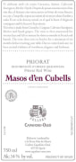 Capafons-Osso Masos d'en Cubells 2004 Front Label
