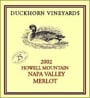 Duckhorn Merlot Howell Mountain 2002 Front Label