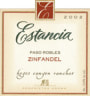 Estancia Paso Robles Zinfandel 2002 Front Label