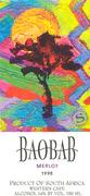 Baobab Merlot 1998 Front Label