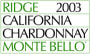 Ridge Monte Bello Chardonnay 2003 Front Label