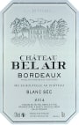 Chateau Bel Air Blanc Sec 2014 Front Label