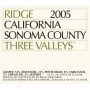 Ridge Three Valleys Red 2005 Front Label