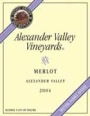 Alexander Valley Vineyards Merlot 2004 Front Label