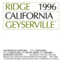 Ridge Geyserville 1996 Front Label