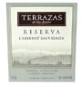 Terrazas de los Andes Reserva Cabernet Sauvignon 2004 Front Label