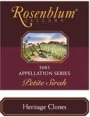 Rosenblum Cellars Heritage Clones Petite Sirah 2005 Front Label