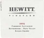Hewitt Vineyard Cabernet Sauvignon 2003 Front Label