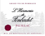 Chateau Fonbadet  L'Harmonie de Fonbadet 2009 Front Label