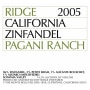 Ridge Pagani Ranch Zinfandel 2005 Front Label