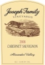 Joseph Family Vineyards Cabernet Sauvignon 2008  Front Label