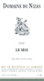 Domaine de Nizas Le Mas 2002 Front Label