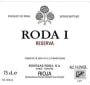 Bodegas Roda Roda I Rioja Reserva 2001 Front Label