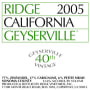 Ridge Geyserville 2005 Front Label
