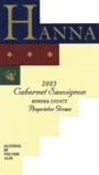 Hanna Cabernet Sauvignon 2003 Front Label