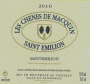 Chateau Pavie Macquin Les Chenes de Macquin 2010 Front Label