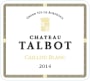 Chateau Talbot Caillou Blanc 2014 Front Label