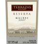 Terrazas de los Andes Malbec 2007 Front Label
