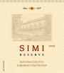 Simi Reserve Cabernet Sauvignon 2009 Front Label