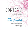 Ordaz Family Wines Montecillo Vineyard Zinfandel 2013  Front Label