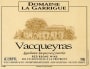 Domaine La Garrigue Vacqueyras 2009 Front Label