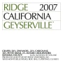 Ridge Geyserville 2007 Front Label