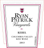 Ryan Patrick Rebel Red 2013  Front Label