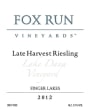 Fox Run Vineyards  Lake Dana Vineyard Late Harvest Riesling 2012 Front Label