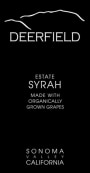 Deerfield Ranch Winery Organic Estate Syrah 2009  Front Label