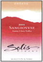 Solis Winery Estate Sangiovese 2001  Front Label