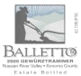 Balletto Winery Gewurztraminer 2005 Front Label