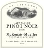 McKenzie-Mueller Vineyards & Winery Pinot Noir 2008 Front Label