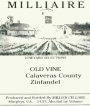 Milliaire Winery Vineyard Selections Old Vine Zinfandel 2012 Front Label