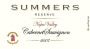 Summers Estate Calistoga Reserve Cabernet Sauvignon 2007  Front Label