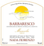 Nada Fiorenzo Barbaresco Manzola Nebbiolo, 2013  Front Label