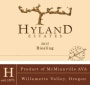 Hyland Estates Willamette Valley Riesling 2015  Front Label