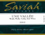 Saviah Une Vallee Red 2002 Front Label