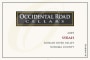 Occidental Road Cellars Syrah 2009  Front Label