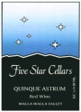 Five Star Cellars Quinque Astrum Red 2010 Front Label