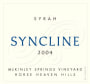 Syncline McKinley Springs Vineyard Syrah 2004 Front Label