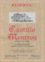 Castillo Montroy Valencia Reserva 2012  Front Label