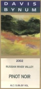 Davis Bynum Russian River Pinot Noir 2002  Front Label