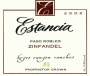 Estancia Keyes Canyon Ranches Zinfandel 2002  Front Label