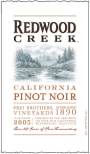 Redwood Creek Pinot Noir 2005  Front Label