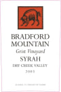 Bradford Mountain Grist Vineyard Syrah 2003 Front Label