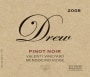 Drew Valenti Vineyard Pinot Noir 2008  Front Label