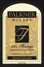 Falkner Winery Special Selection Meritage 2002 Front Label