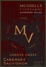 Munselle Vineyards MV Coyote Crest Cabernet Sauvignon 2007 Front Label
