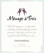 Menage a Trois Zinfandel 2013 Front Label
